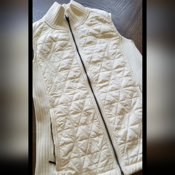PrAna bone white Quilted Down Puffer Vest Fleece Lined XS - Picture 2 of 8